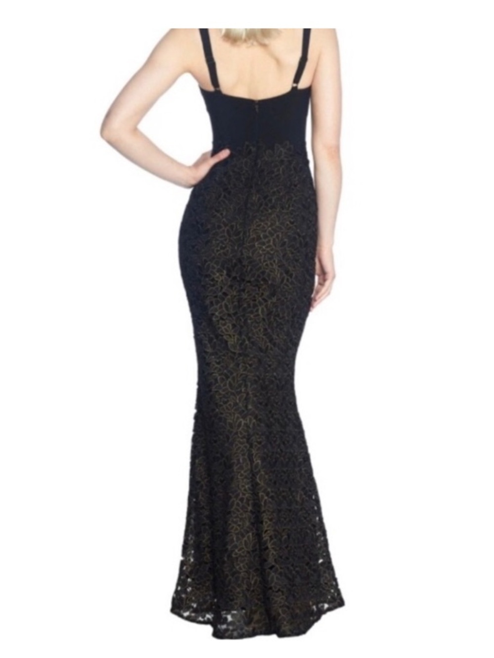 Dress The Population Lorena Lace Mermaid Black Gown Small - Picture 4 of 14